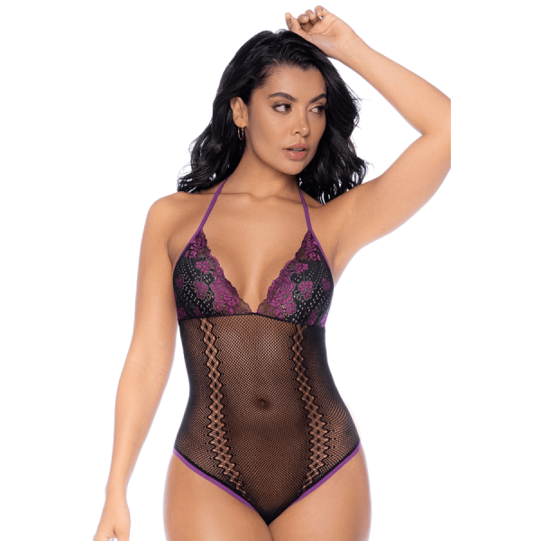 Body noir et violet et mitaines amovibles 